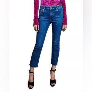 Maje Straight Leg Jeans with Rhinestones - Women’s Size 8